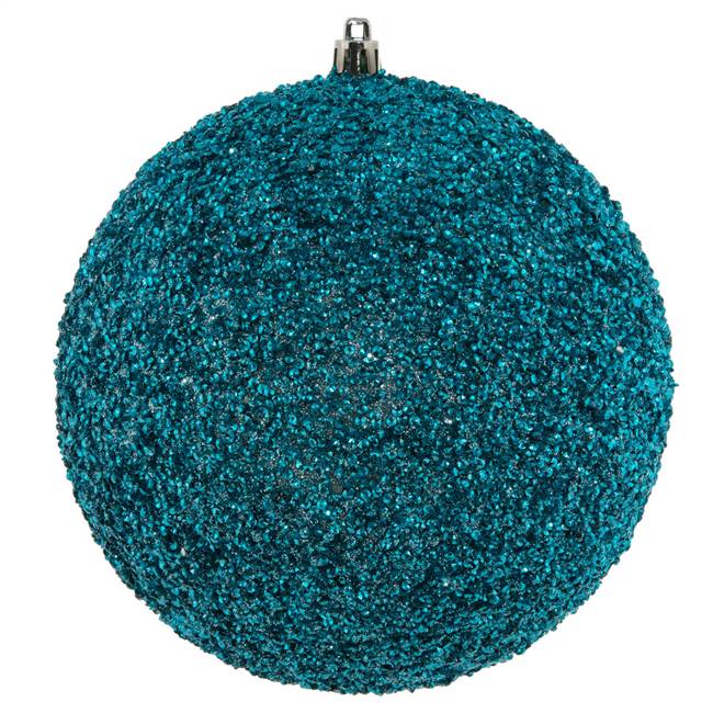 6" Baby Blue Beaded Ball Drilled 4/Bag