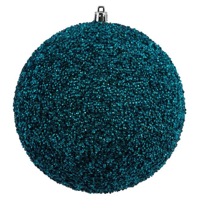 6" Sea Blue Beaded Ball Drilled 4/Bag