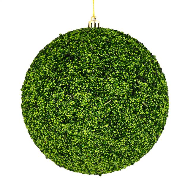 6" Moss Green Beaded Ball Drilled 4/Bg