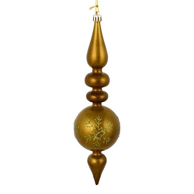 10" Olive Candy Snowflake Finial 4/Bag