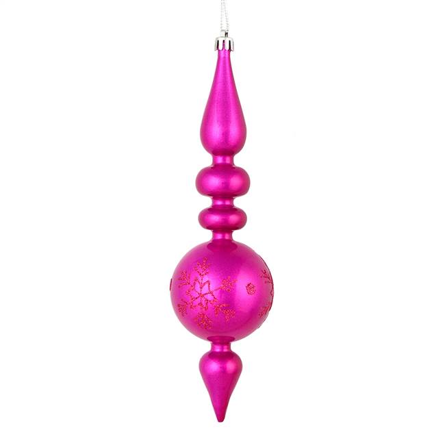 10" Fuchsia Candy Snowflake Finial 4/Bag