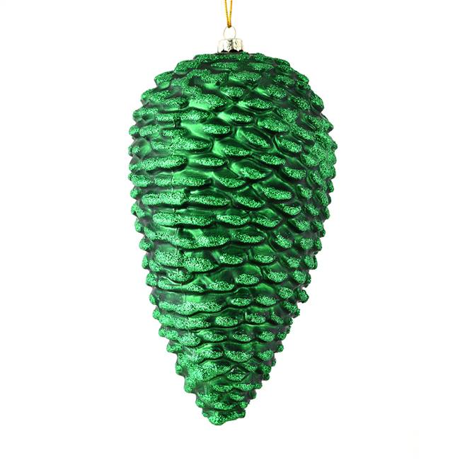 7" Emerald Matte Glitter Pinecone 4/Bag