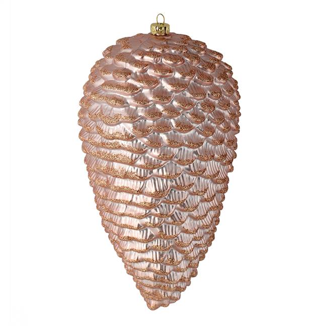 7" Rose Gold Matte Glitter Pinecone 4/Bg