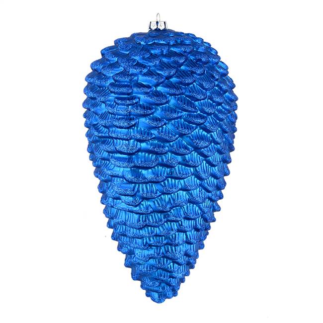 10" Blue Matte Glitter Pinecone 2/Box