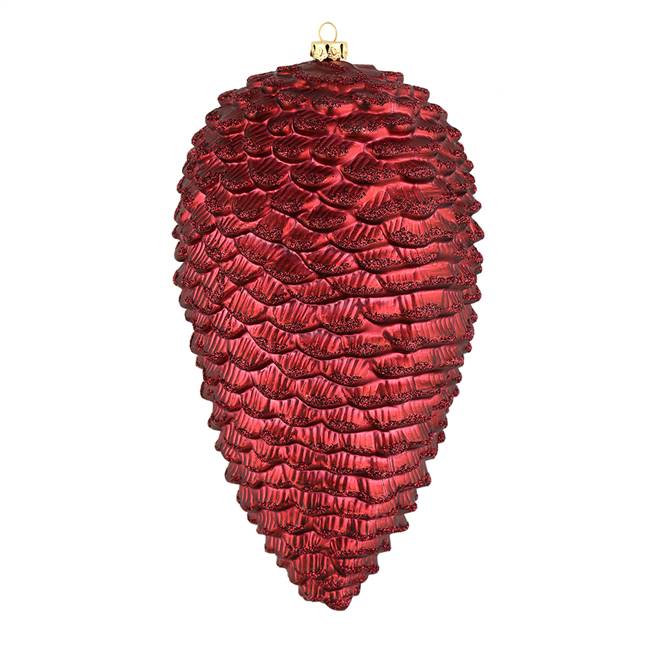 10" Wine Matte Glitter Pinecone 2/Box