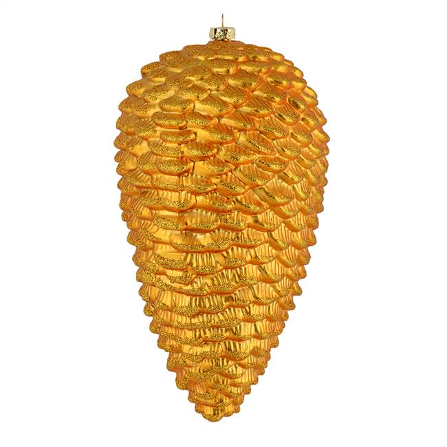 10" Antique Gold Matte Glitt Pinecone 2/