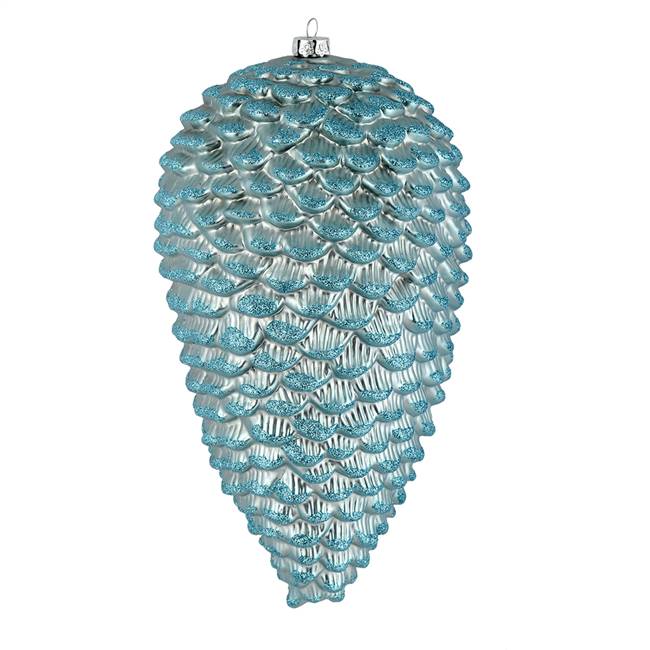 10" Baby Blue Matte Glitter Pinecone 2/B