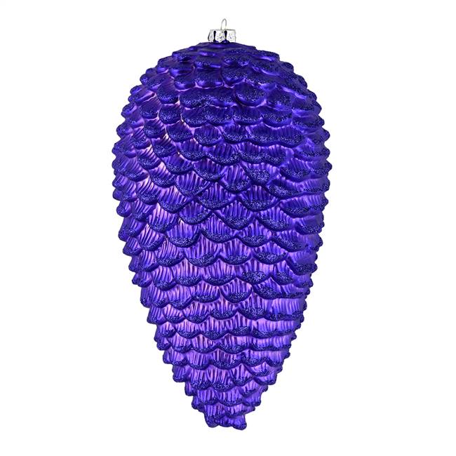 10" Purple Matte Glitter Pinecone 2/Box