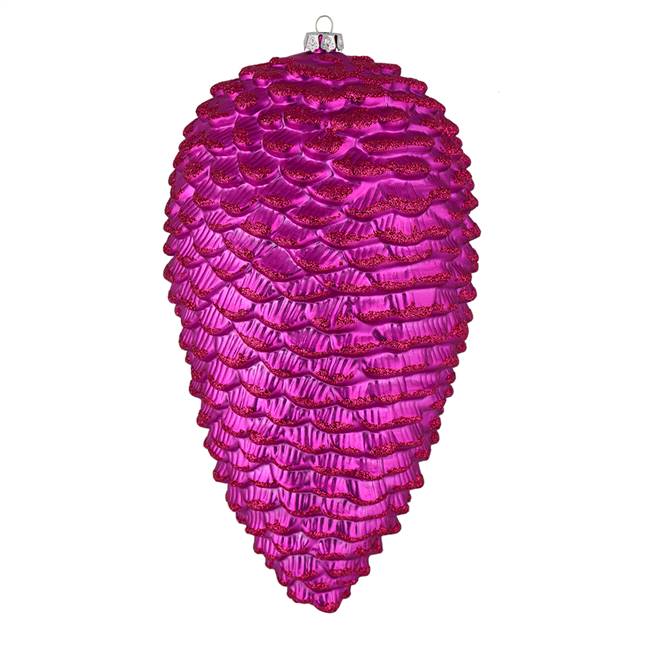 10" Fuchsia Matte Glitter Pinecone 2/Box