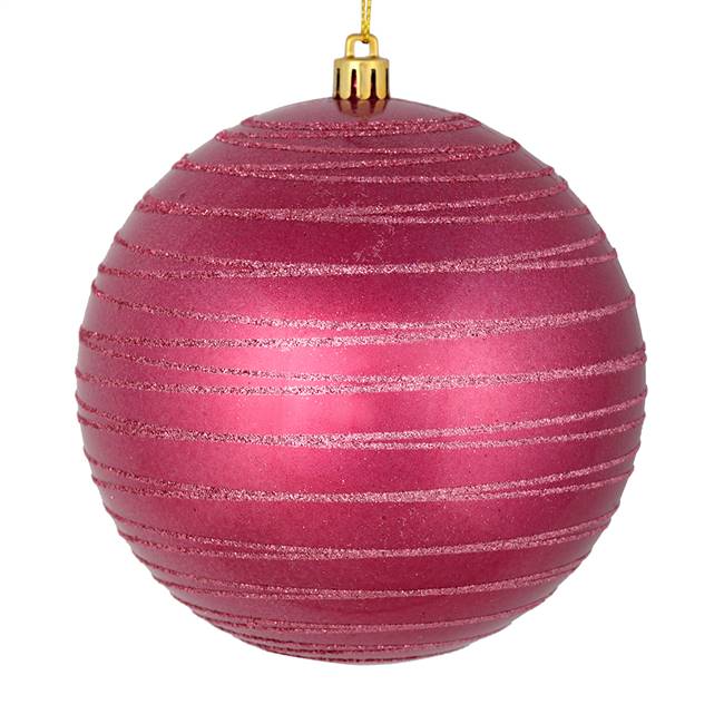 4" Berry Red Candy Glitter Ball 4/Bag