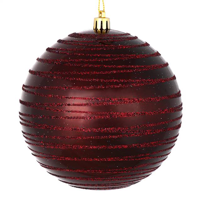 4" Burgundy Candy Glitter Ball 4/Bag