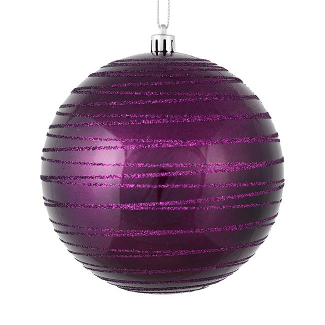 4.75" Plum Candy Glitter Ball 4/Bag