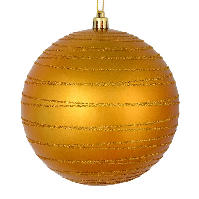 4.75" Antique Gold Candy Glitt Ball 4/Bg