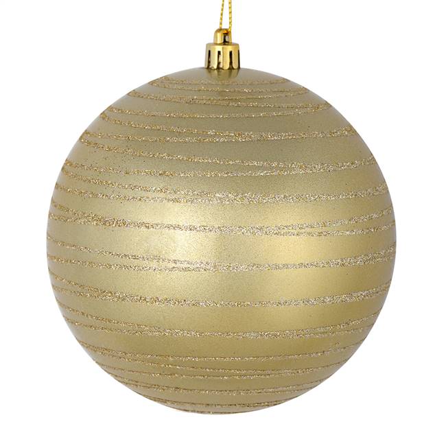 4.75" Champagne Candy Glitter Ball 4/Bag