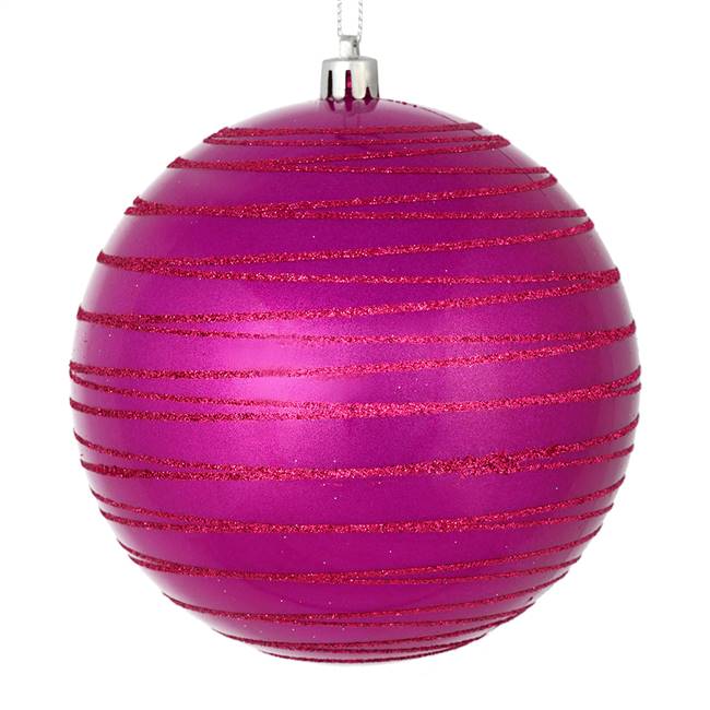 6" Fuchsia Candy Glitter Ball 3/Bag