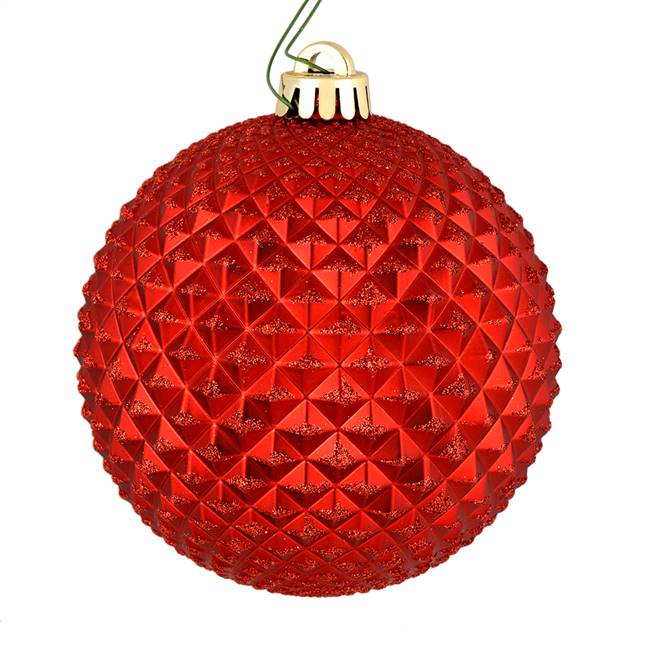 4" Red Durian Glitter Ball 6/Bag