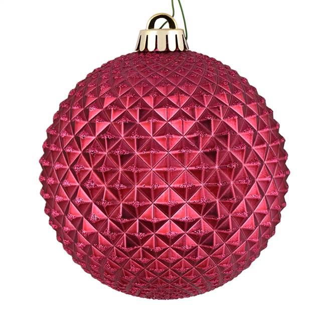 4" Berry Red Durian Glitter Ball 6/Bag