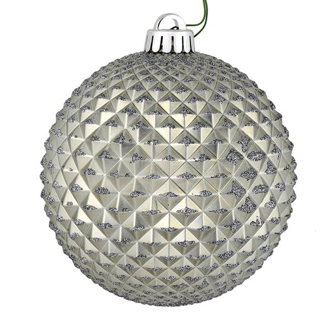 4" Pewter Durian Glitter Ball 6/Bag