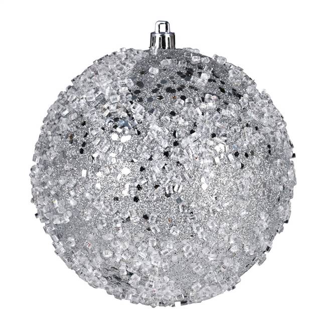 4" Silver Glitter Hail Ball 6/Bag