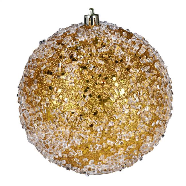 4" Antique Gold Glitter Hail Ball 6/Bag