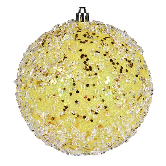 4" Yellow Glitter Hail Ball 6/Bag