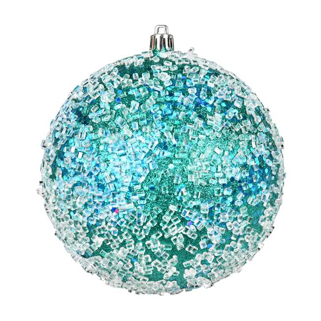 4.75" Teal Glitter Hail Ball 4/Bag