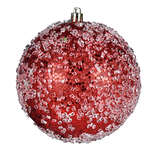 6" Red Glitter Hail Ball 4/Bag