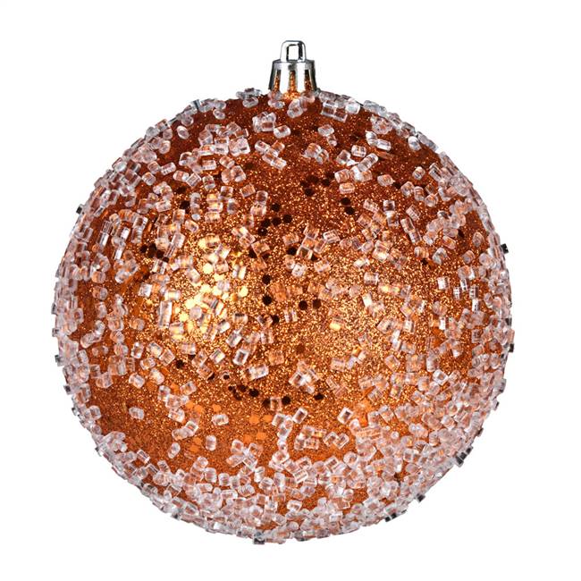 6" Burnish Orange Glitter Hail Ball 4/Bg