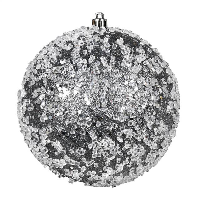 6" Pewter Glitter Hail Ball 4/Bag