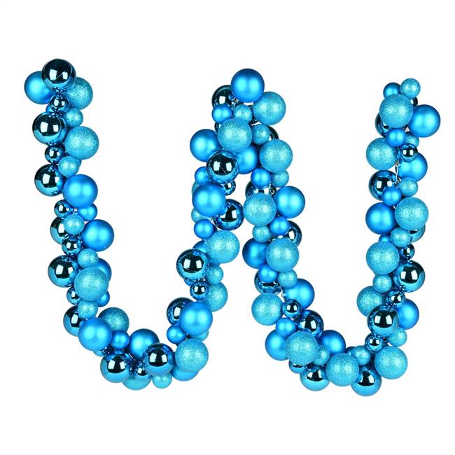 6' Turquoise Asst Orn Ball Garland