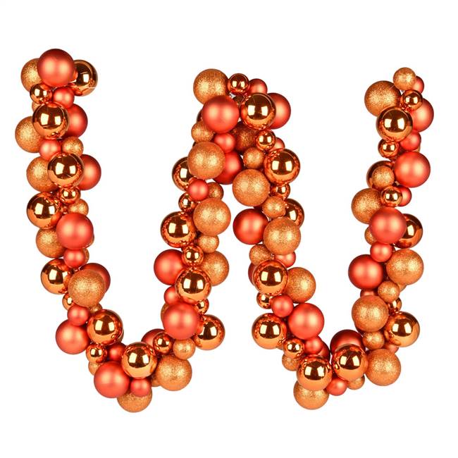 6' Burnish Orange Asst Orn Ball Garland