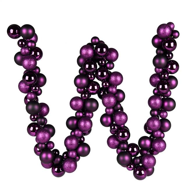 6' Plum Asst Orn Ball Garland