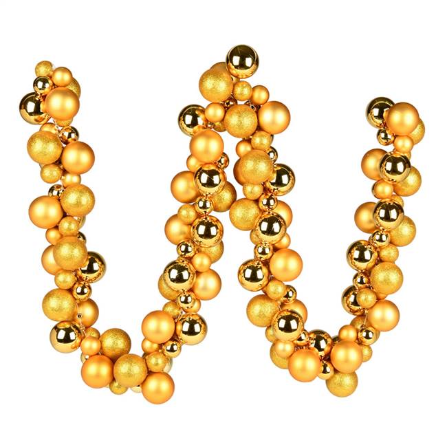 6' Antique Gold Asst Orn Ball Garland