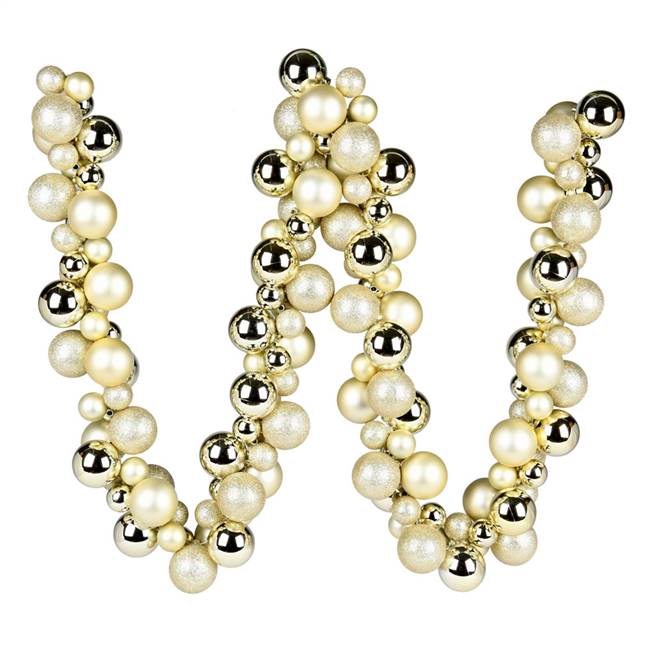 6' Champagne Asst Orn Ball Garland