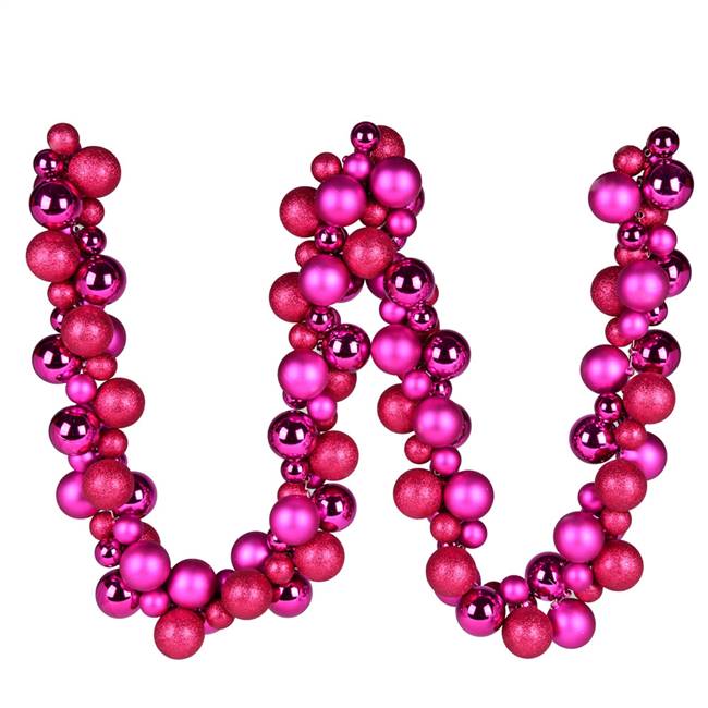 6' Fuchsia Asst Orn Ball Garland