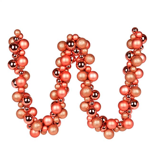 6' Coral Asst Orn Ball Garland