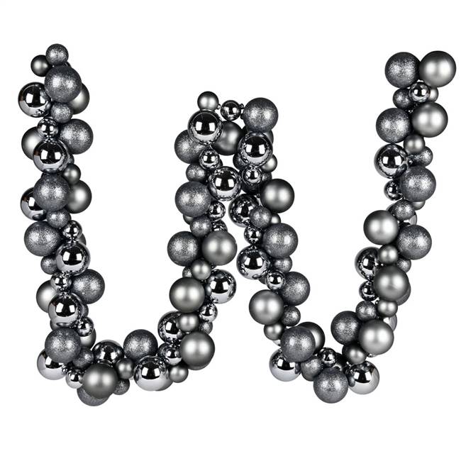 6' Pewter Asst Orn Ball Garland