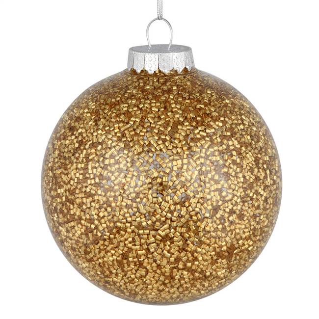 4" Gold Tinsel Clear Ball On 6/Bag