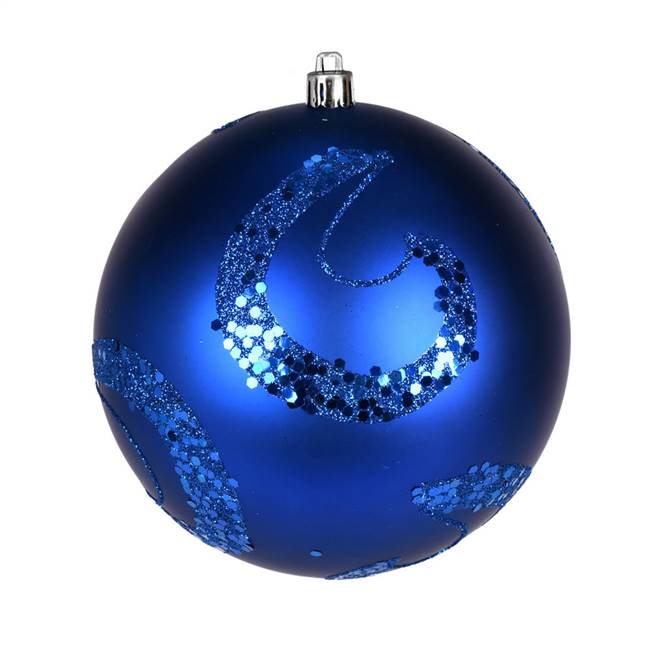 6" Blue Matte Sequin Ball 4/Bag