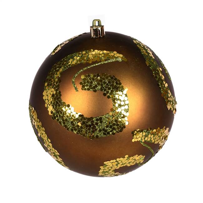 6" Olive Matte Sequin Ball 4/Bag