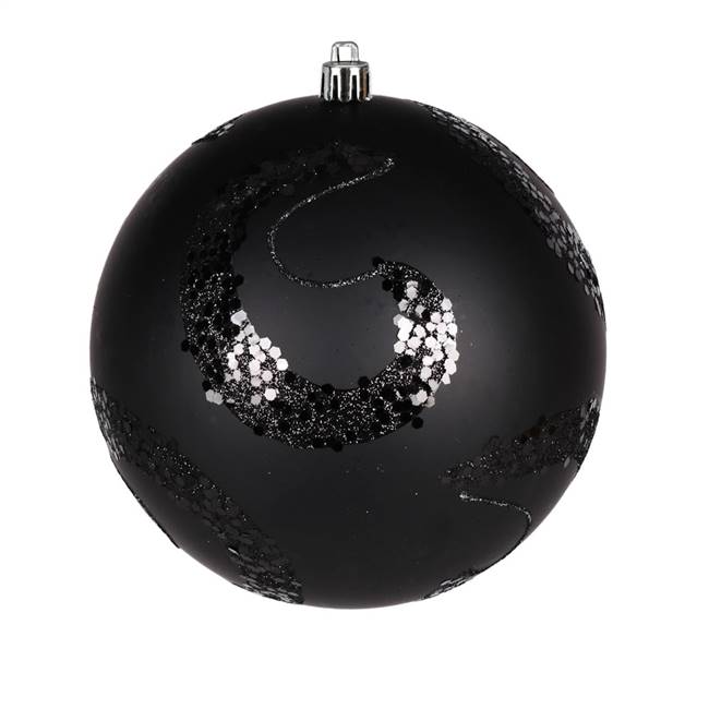 6" Black Matte Sequin Ball 4/Bag