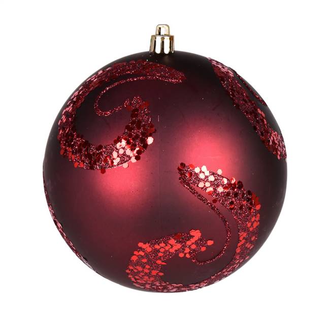 6" Wine Matte Sequin Ball 4/Bag