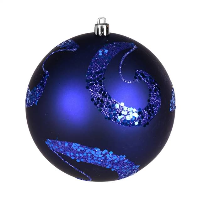 6" Cobalt Blue Matte Sequin Ball 4/Bag