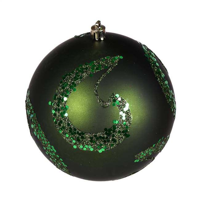 6" Moss Green Matte Sequin Ball 4/Bag