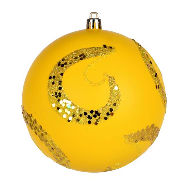 6" Yellow Matte Sequin Ball 4/Bag