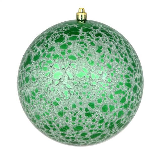 4" Green Crackle Ball Ornament 6/Bag