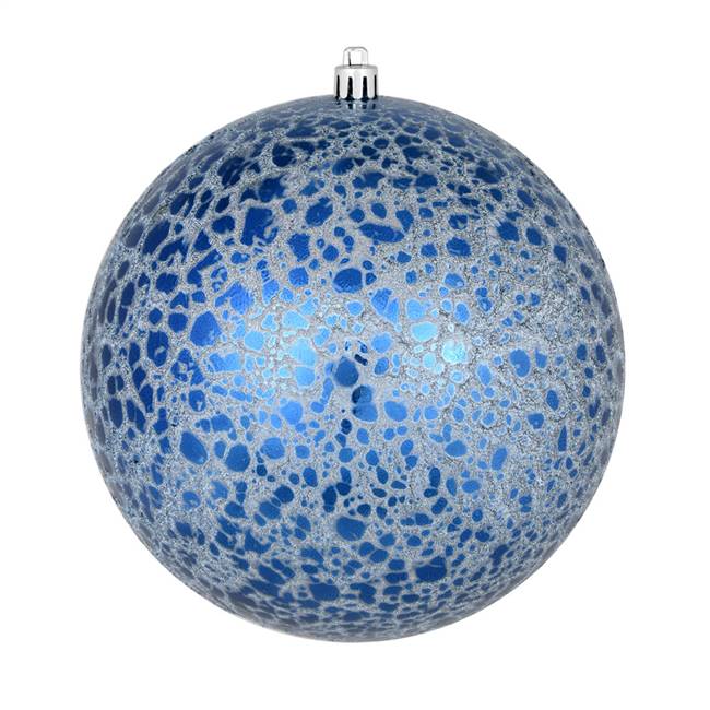 6" Midnight Blue Crackle Ball Orn 4/Bag