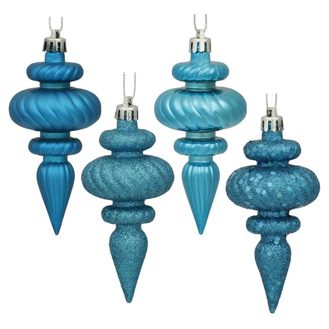 4" Turquoise Finial 4 Finish Asst 8/Bx