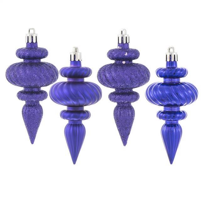 4" Purple Finial 4 Finish Asst 8/Bx