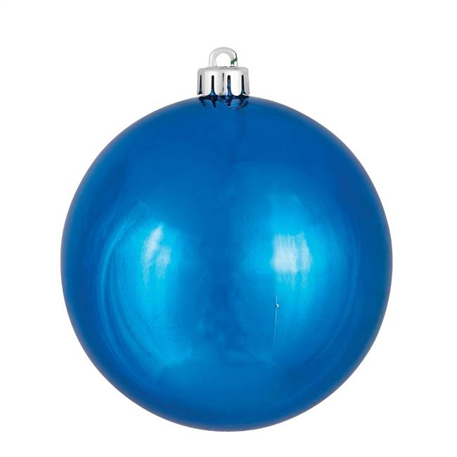 4" Blue Shiny Ball UV Drilled 6/Bag
